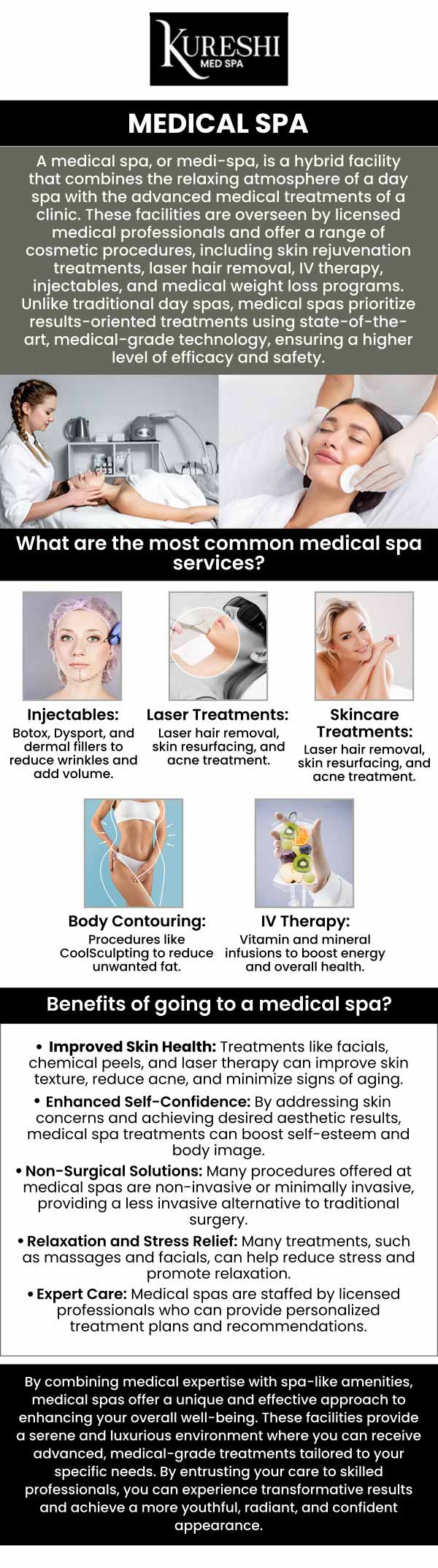 At Kureshi Medspa, every client receives expert care directly from a Harvard-trained surgeon, ensuring top-tier results in both surgical and non-surgical aesthetic procedures. Dr. Ikram Kureshi is dedicated to providing a warm, compassionate experience tailored to your unique needs and goals. Experience the highest standards of safety, trust, and personalized attention that set our medspa apart At Kureshi Medspa, every client receives expert care directly from a Harvard-trained surgeon, ensuring top-tier results in both surgical and non-surgical aesthetic procedures. Dr. Ikram Kureshi is dedicated to providing a warm, compassionate experience tailored to your unique needs and goals. Experience the highest standards of safety, trust, and personalized attention that set our medspa apart